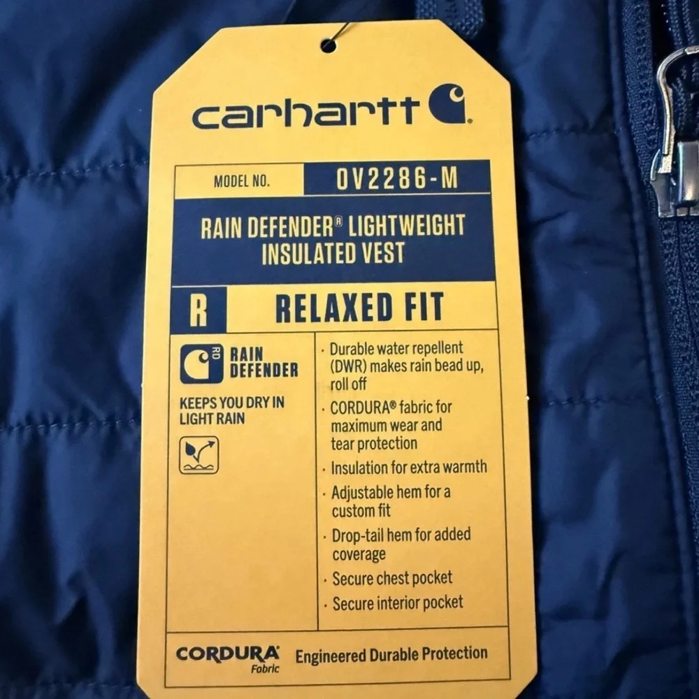 New Carhartt Rain Defender Insulated Vest Black XXL Relaxed Fit Cordura Workwear - Picture 9 of 9